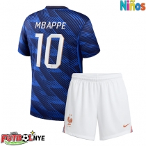Camiseta Francia Kylian Mbappe #10 Primera Equipación para niños Mundial 2026 manga corta (+ pantalones cortos)